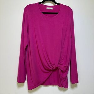 Jackson Rowe Pink Knot Front Modal Long Sleeve Tee Relaxed Fit Size M